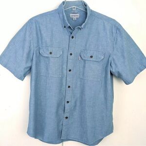 Carhartt Men's Relaxed Fit XL Blue Short Sleeve Button Up Cotton Shirt